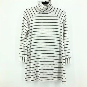 SHORE Nautical Striped Black White Tunic Turtleneck Sweater Coverup